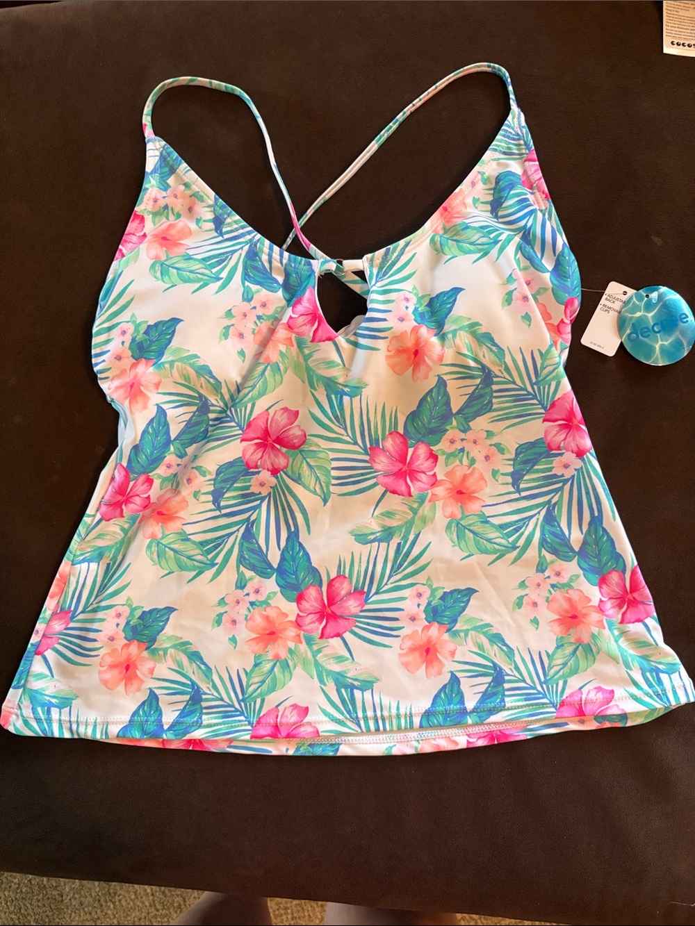 Tropical Floral Crisscross Cami Tank - Pink & Green